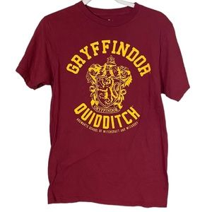 Harry Potter Red & Gold Gryfindor Quidditch T-Shirt Hogwarts Unisex Medium Top!